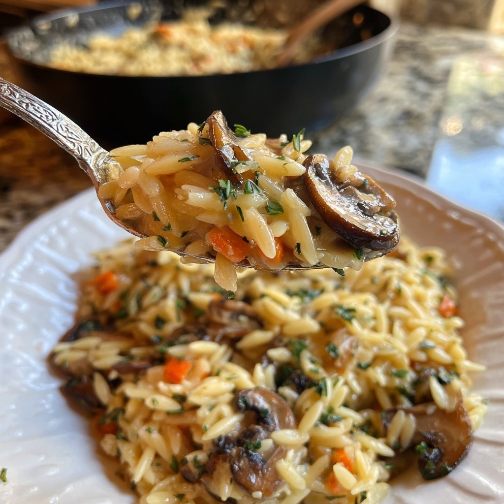 Creamy Mushroom Veggie Orzo