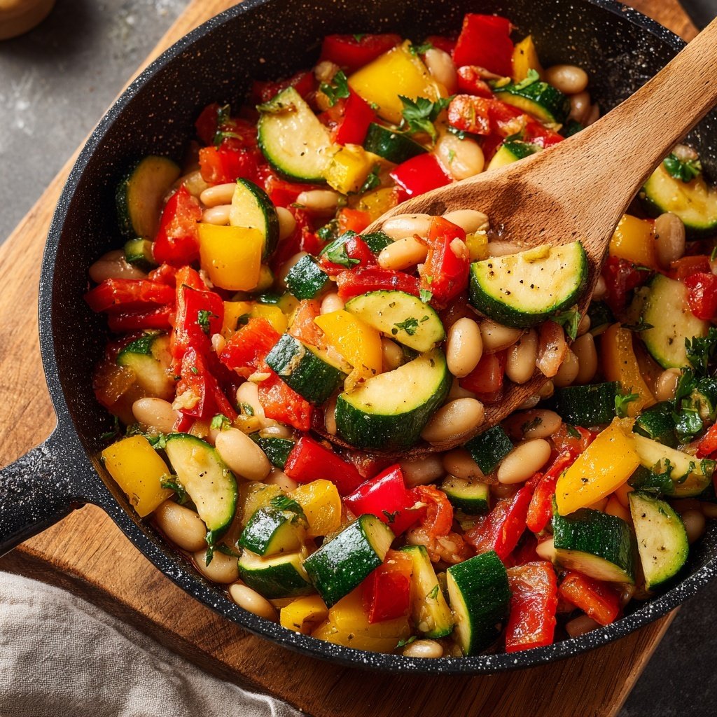 Roasted Veggie White Bean Skillet