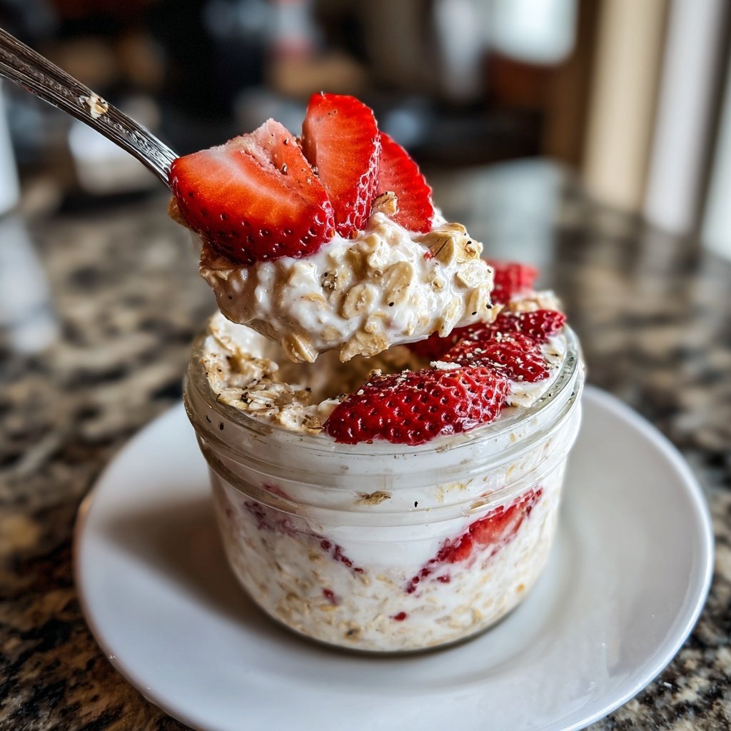 Strawberry Cheesecake Overnight Oats Easy