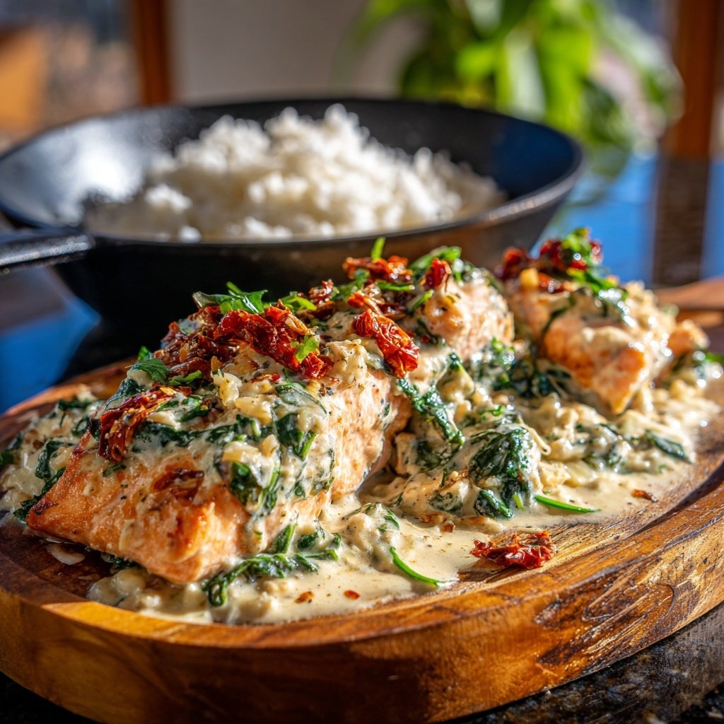Creamy Tuscan Salmon With Rice