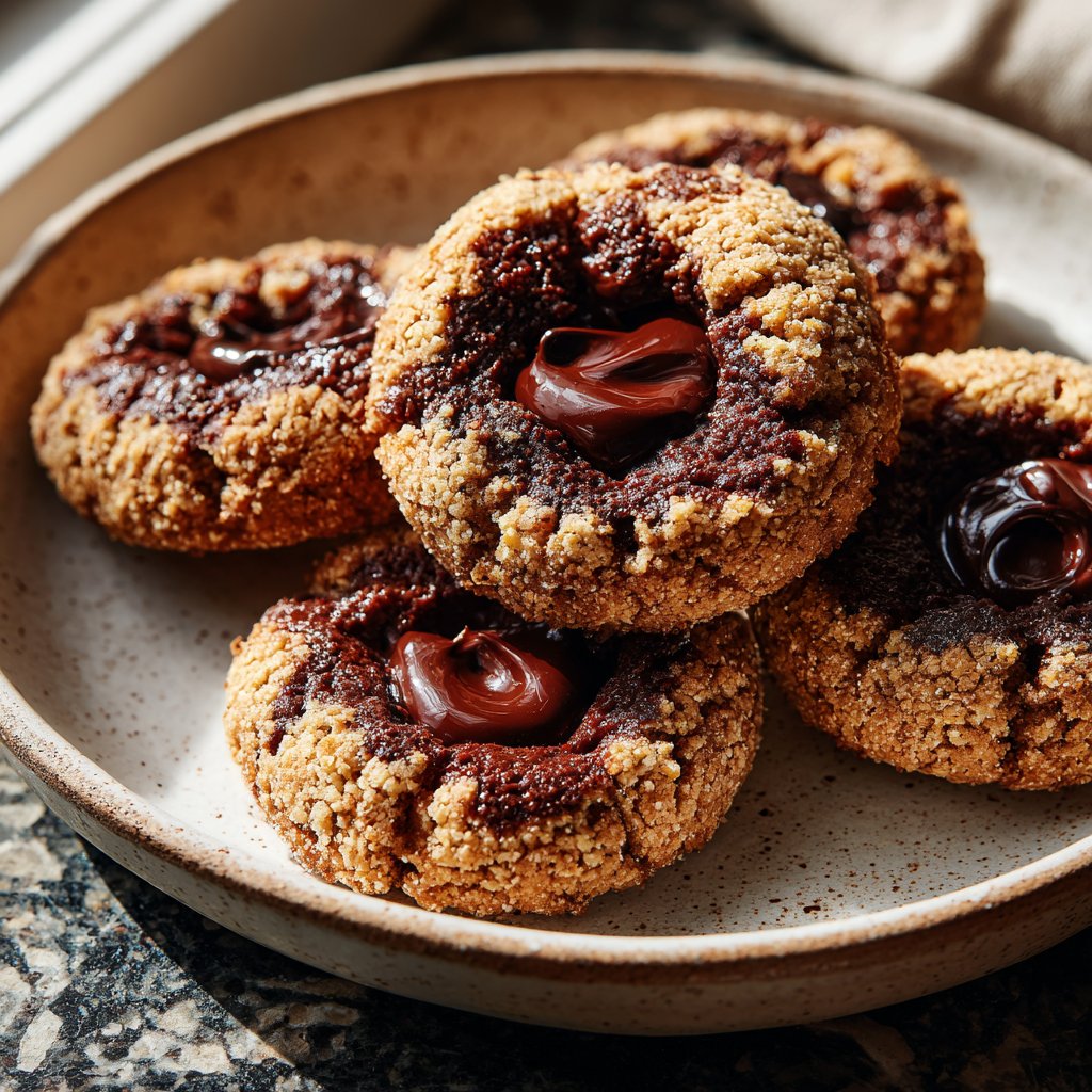 Chocolate Hazelnut Thumbprint Cookies
