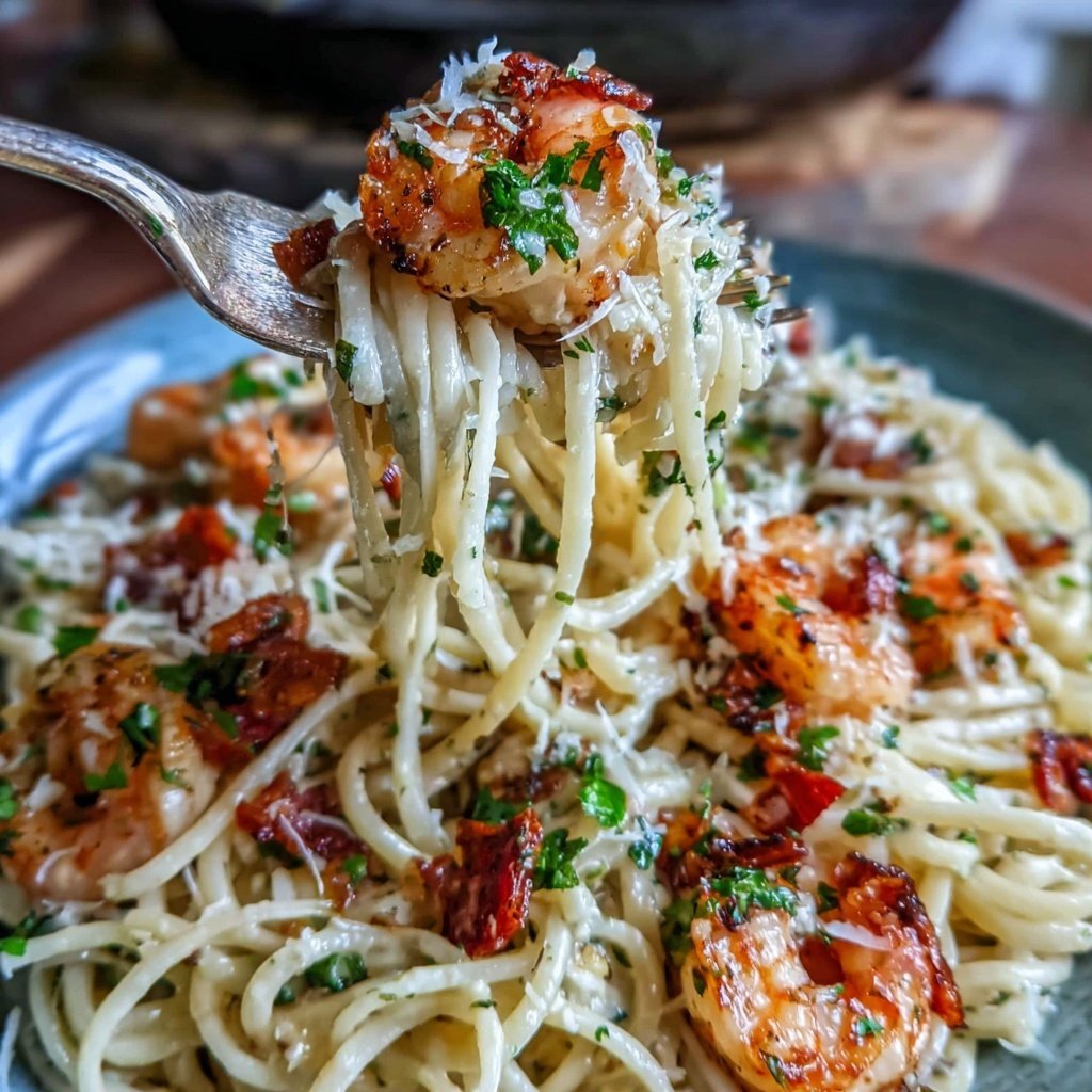 Shrimp Pasta With Garlic Cream Sauce