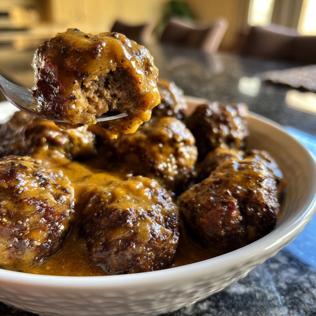Slow Cooker Salisbury Steak Meatballs