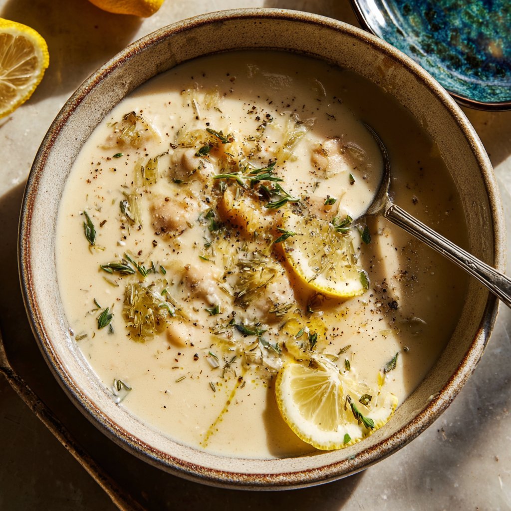 Creamy Lemon White Bean Soup Bowl