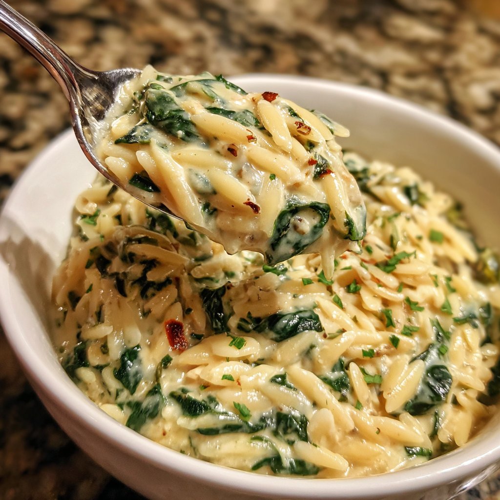 Creamy Spinach Parmesan Orzo